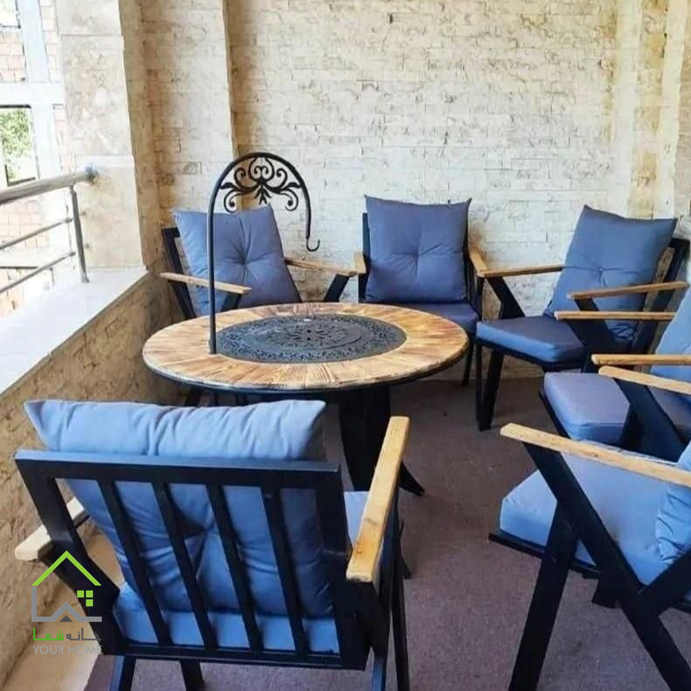 ست صندلی ومیز آتشدان